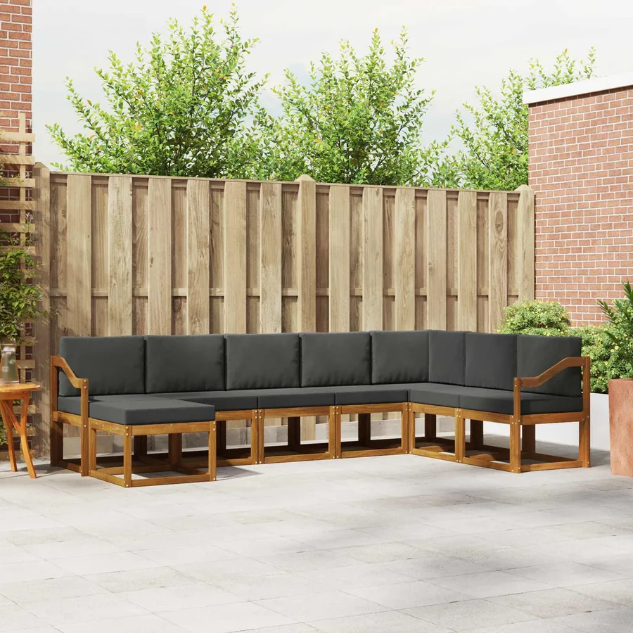Ensemble de canapés d'extérieur 8 pcs Naturel et Anthracite