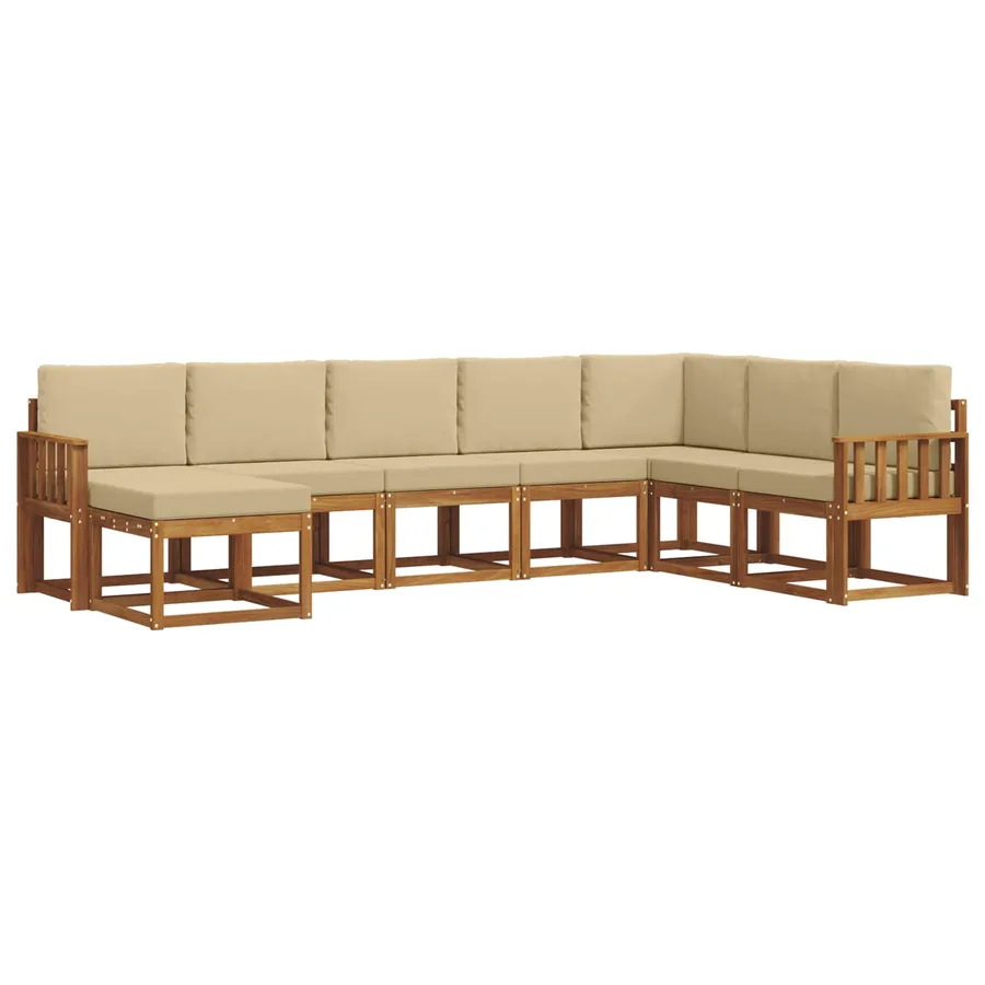 Ensemble de canapés d'extérieur 8 pcs Naturel et Beige - 3