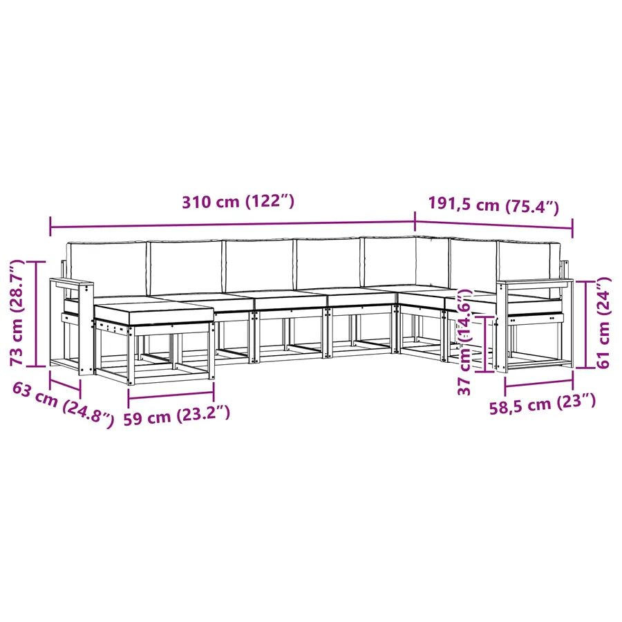 Ensemble de canapés d'extérieur 8 pcs Naturel et Crème - 9