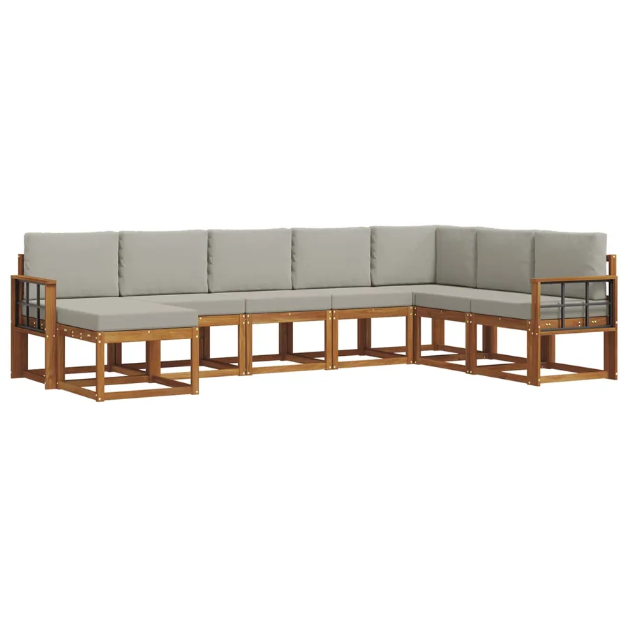 Ensemble de canapés d'extérieur 8 pcs Gris Naturel et Clair - 3