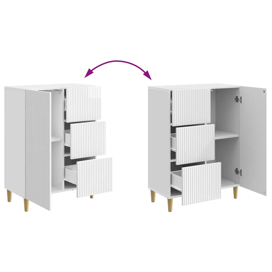Buffet Blanc brillant 66 x 34,5 x 90 cm Bois d'ingénierie - 10