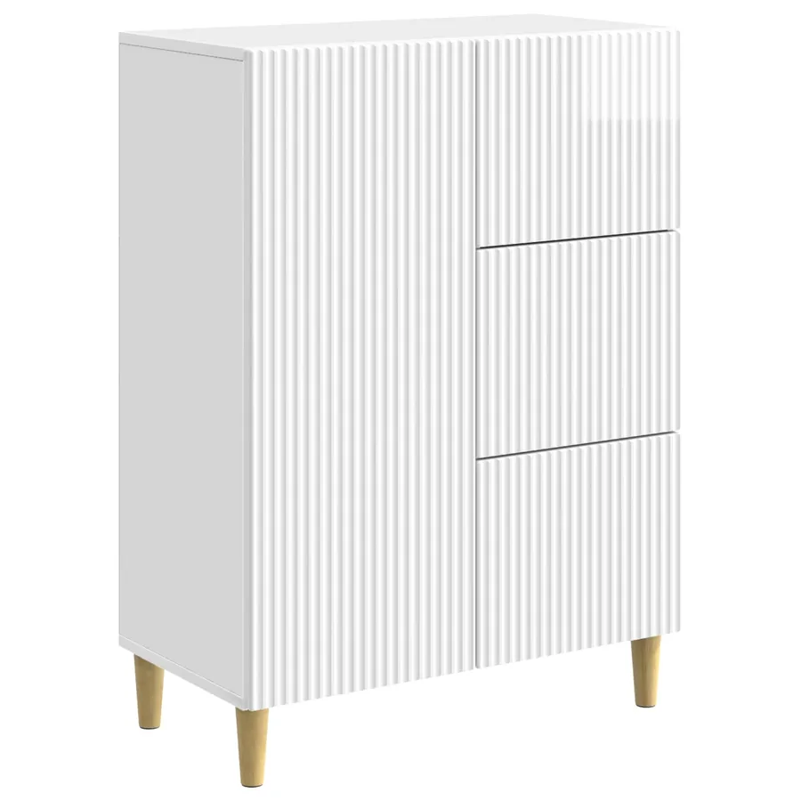 Buffet Blanc brillant 66 x 34,5 x 90 cm Bois d'ingénierie - 2