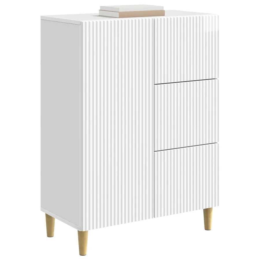 Buffet Blanc brillant 66 x 34,5 x 90 cm Bois d'ingénierie - 3