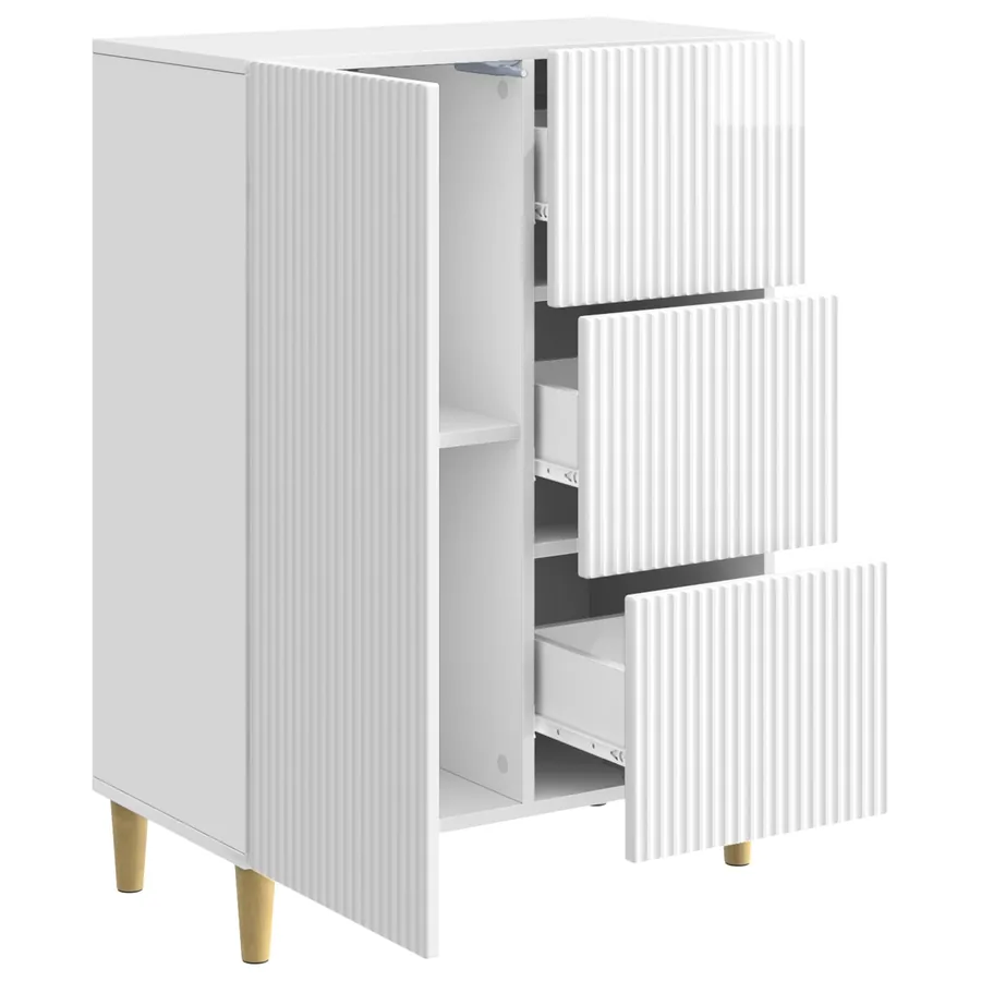 Buffet Blanc brillant 66 x 34,5 x 90 cm Bois d'ingénierie - 5
