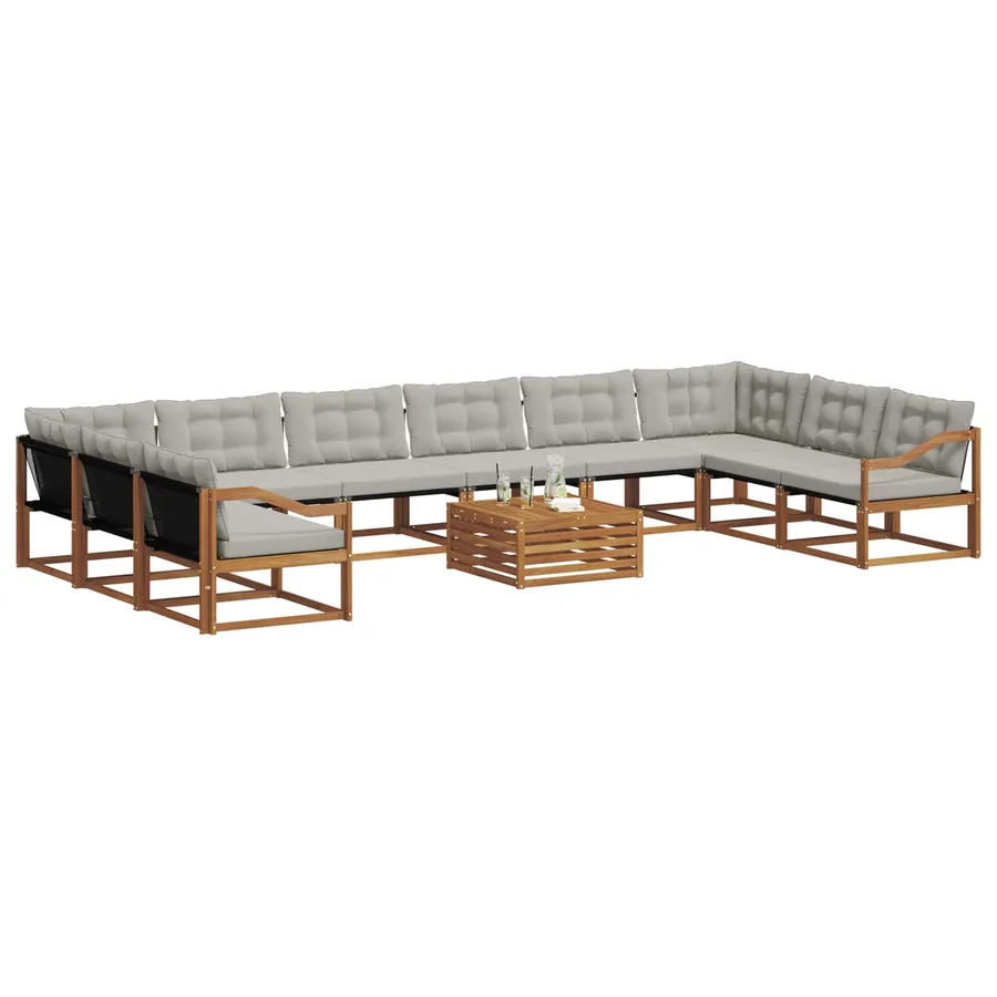 Ensemble de canapés d'extérieur 11 pcs Gris Naturel et Clair - 3