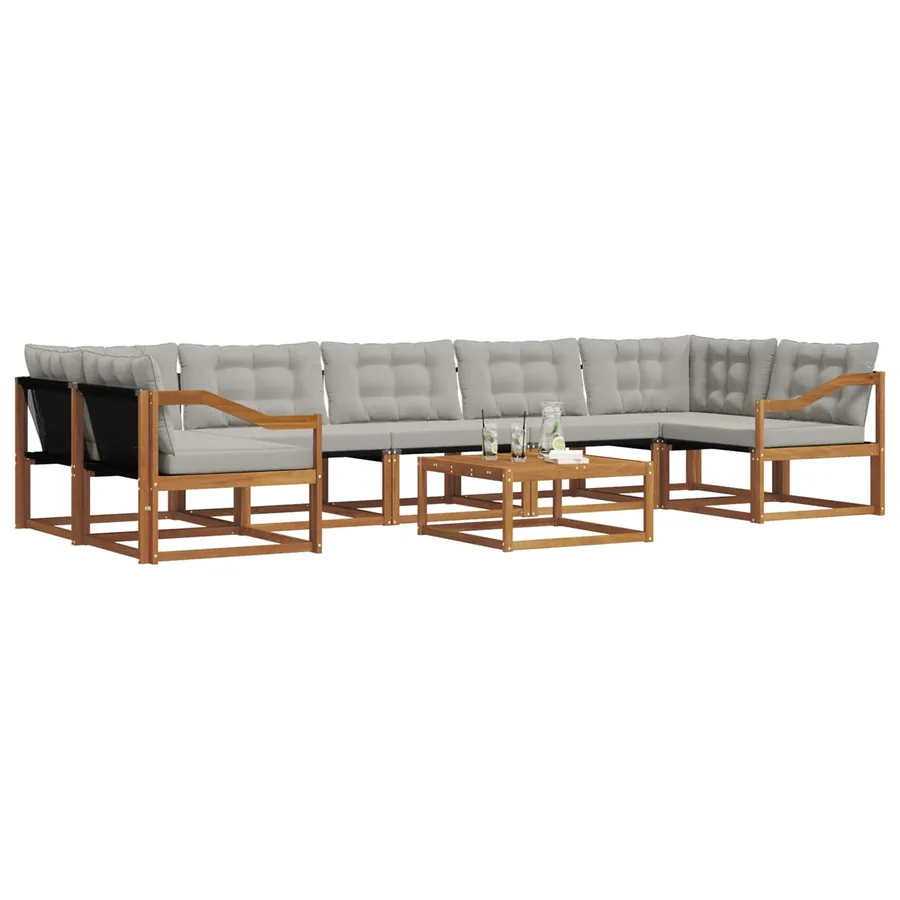 Ensemble de canapés d'extérieur 8 pcs Gris Naturel et Clair - 3