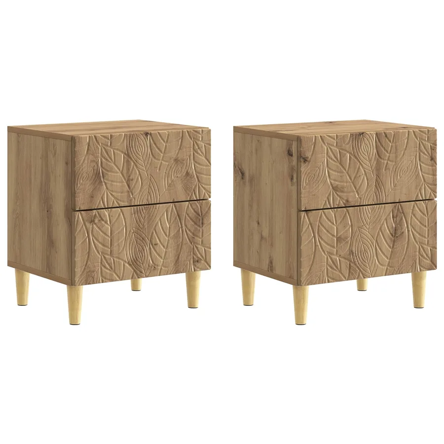 Table de chevet 2 pc Chêne artisanal 43 x 34,5 x 48 cm - 2