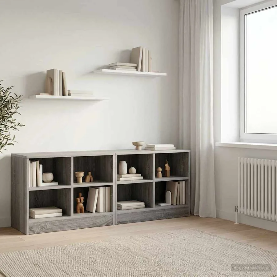 Armoire de lit avec étagère 2 pcs Sonoma gris 66 x 33 x 48 cm