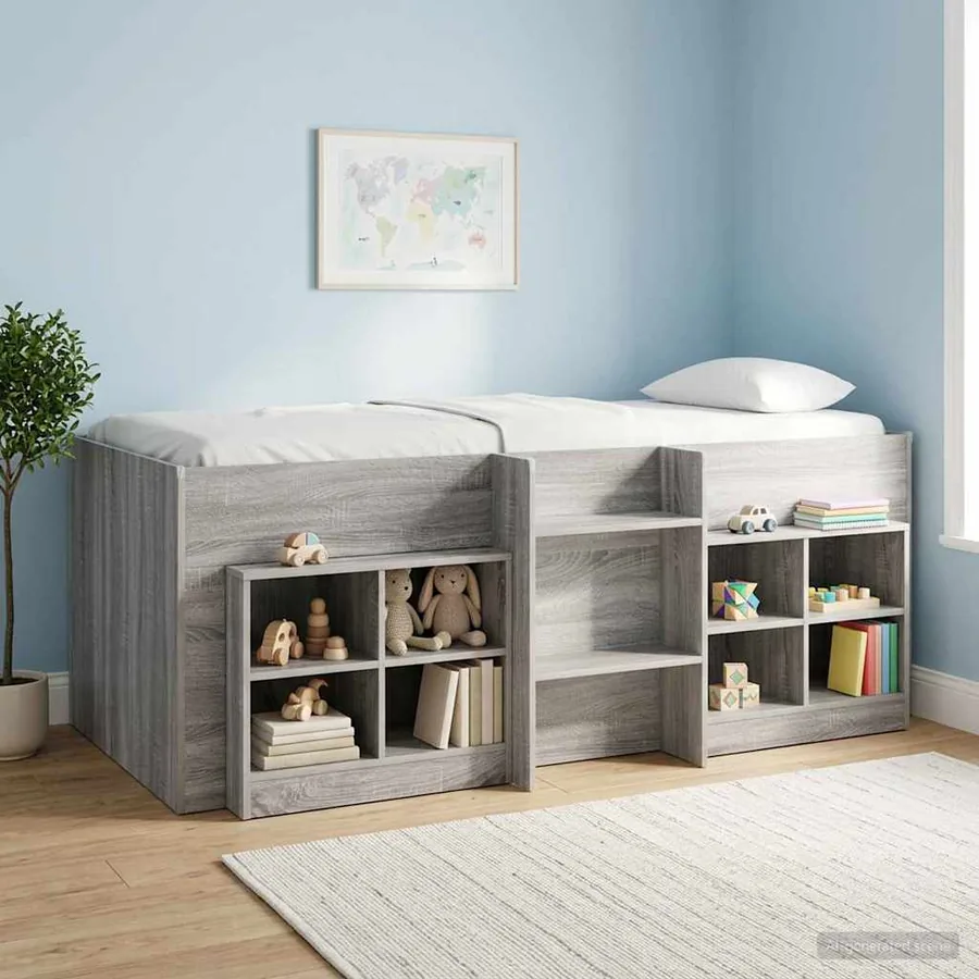 Armoire de lit avec étagère 2 pcs Sonoma gris 66 x 33 x 48 cm - 3