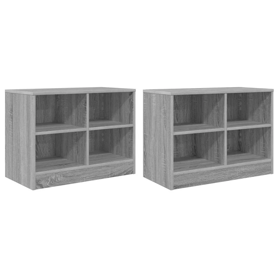 Armoire de lit avec étagère 2 pcs Sonoma gris 66 x 33 x 48 cm - 4
