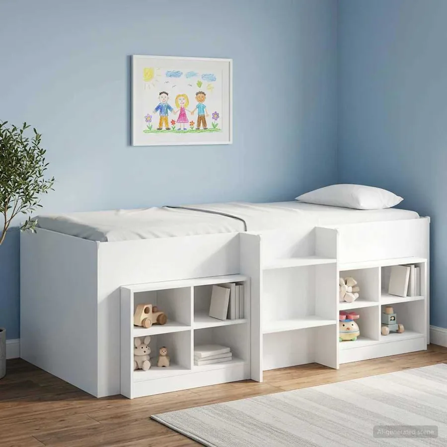 Armoire de lit 2 pcs Blanc 66 x 33 x 48 cm Bois d'ingénierie