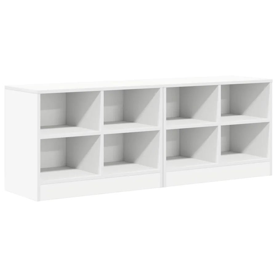 Armoire de lit 2 pcs Blanc 66 x 33 x 48 cm Bois d'ingénierie - 2
