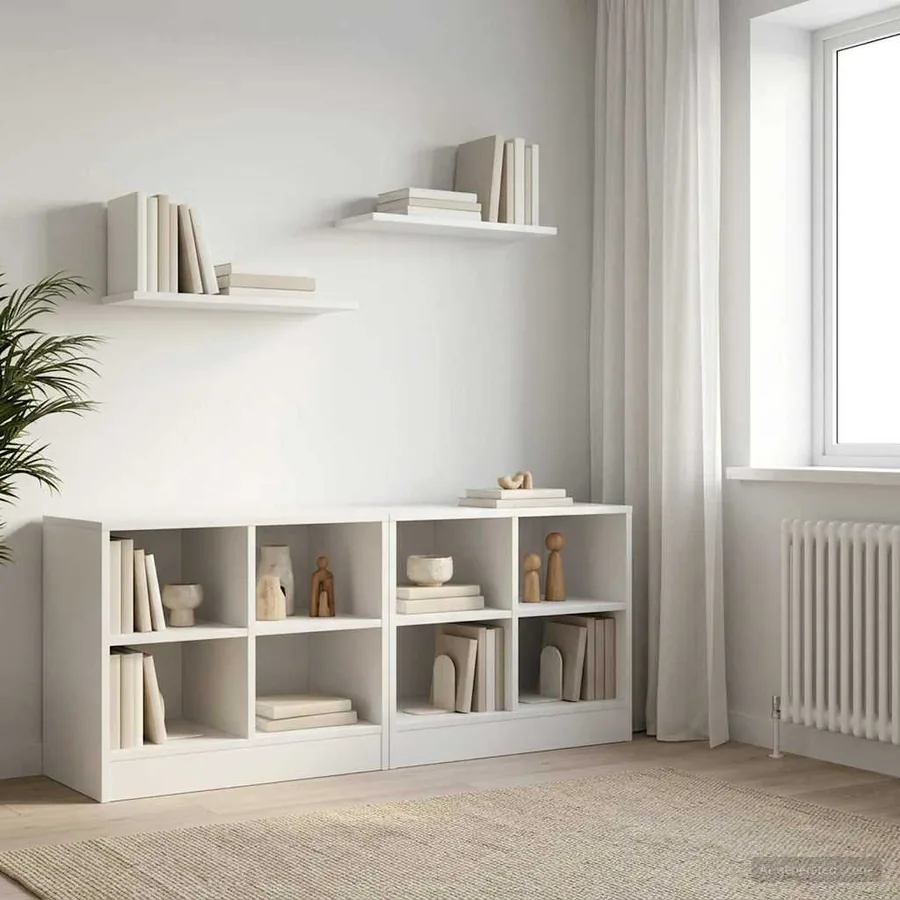 Armoire de lit 2 pcs Blanc 66 x 33 x 48 cm Bois d'ingénierie - 3