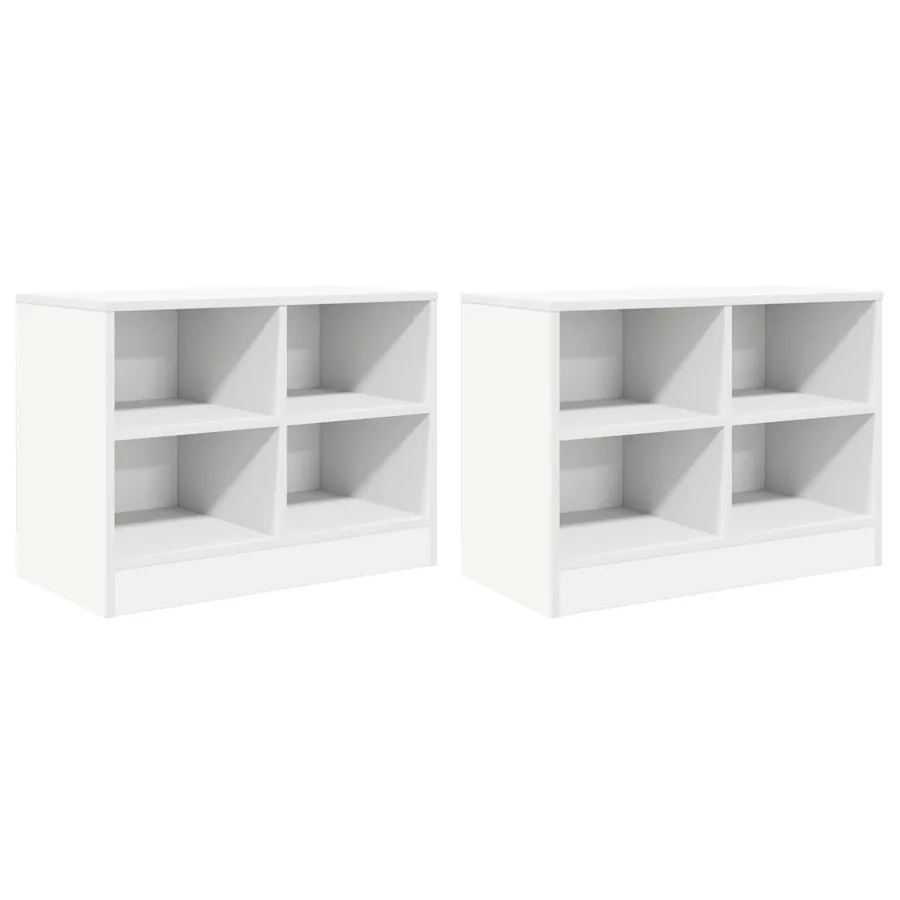 Armoire de lit 2 pcs Blanc 66 x 33 x 48 cm Bois d'ingénierie - 4