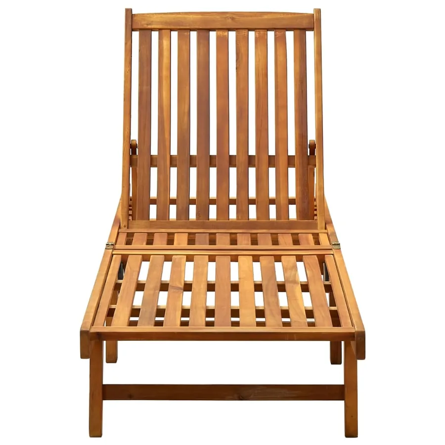 Chaise longue de jardin avec coussin Bois d'acacia solide - 3