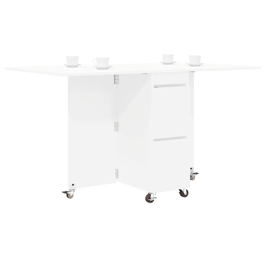 Table à dîner 140 x 80 x 77 cm Bois d'ingénierie Blanc - 3