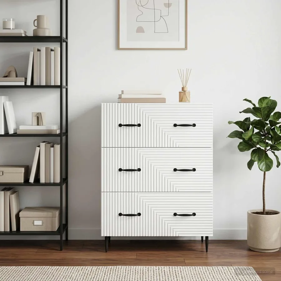 Armoire à tiroirs Blanc 66 x 34,5 x 89,5 cm Bois d'ingénierie - 4