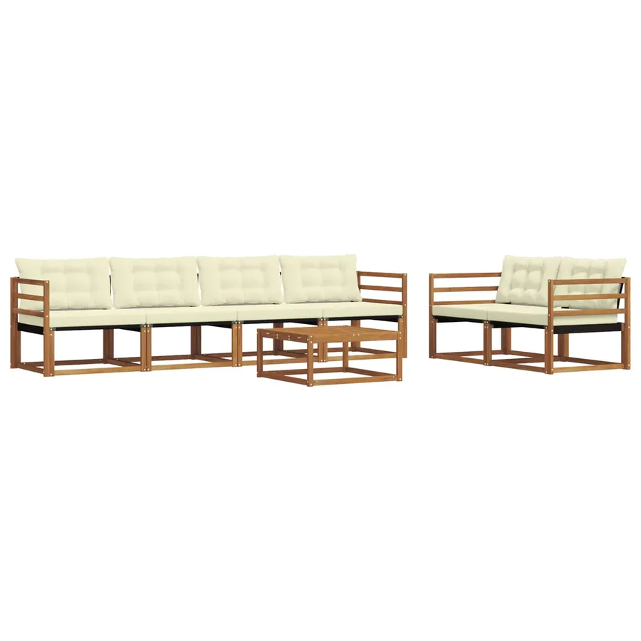 Ensemble de canapés d'extérieur 7 pcs Naturel et Crème - 2
