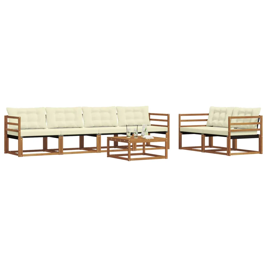 Ensemble de canapés d'extérieur 7 pcs Naturel et Crème - 3