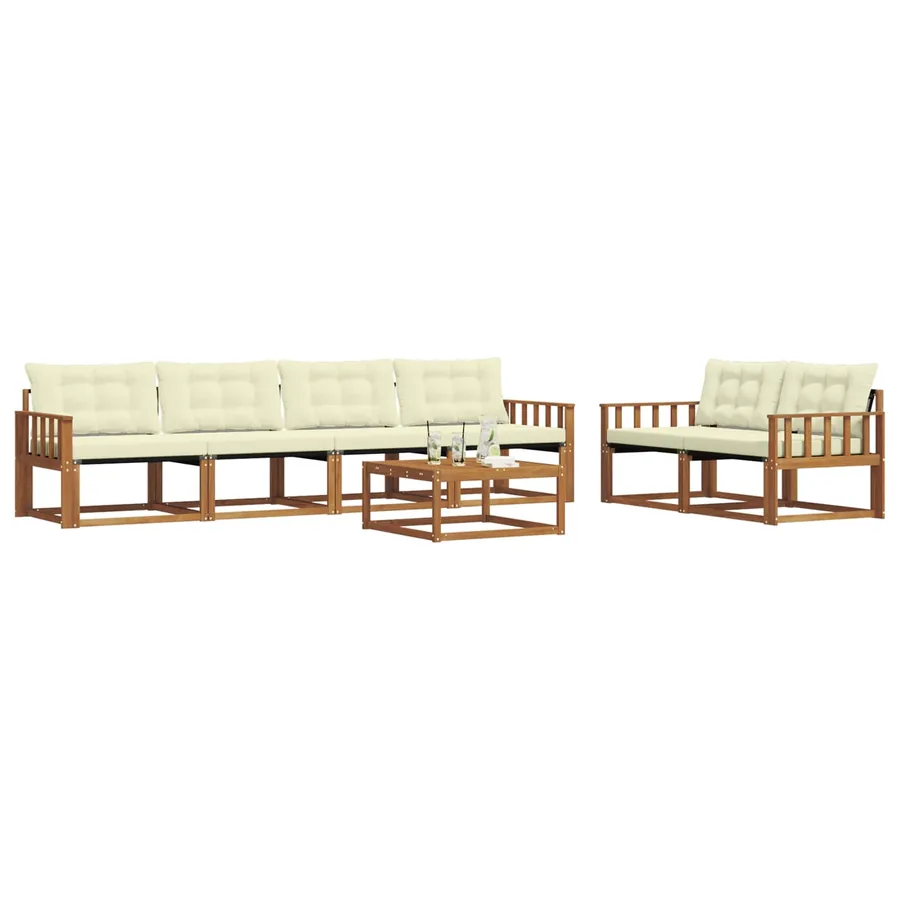 Ensemble de canapés d'extérieur 7 pcs Naturel et Crème - 3