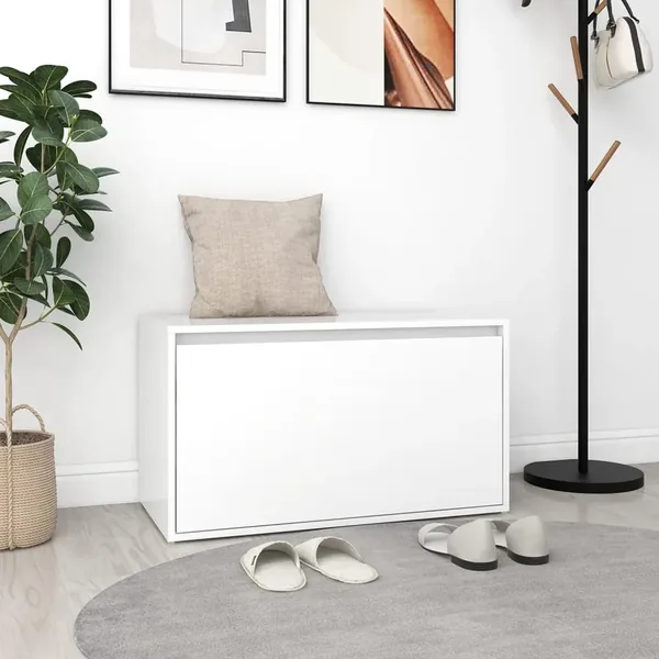 Entryway bench 80x40x45 cm White Engineered wood