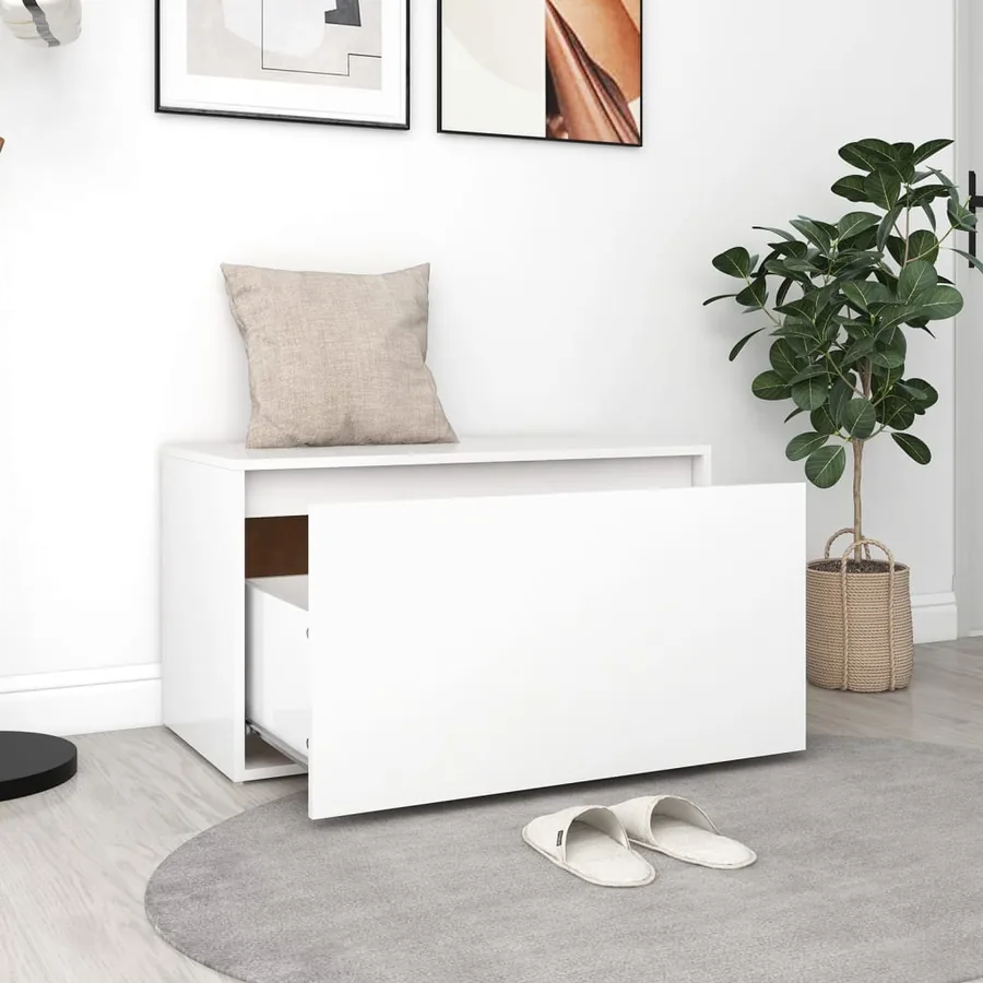 Entryway bench 80x40x45 cm White Engineered wood - 3