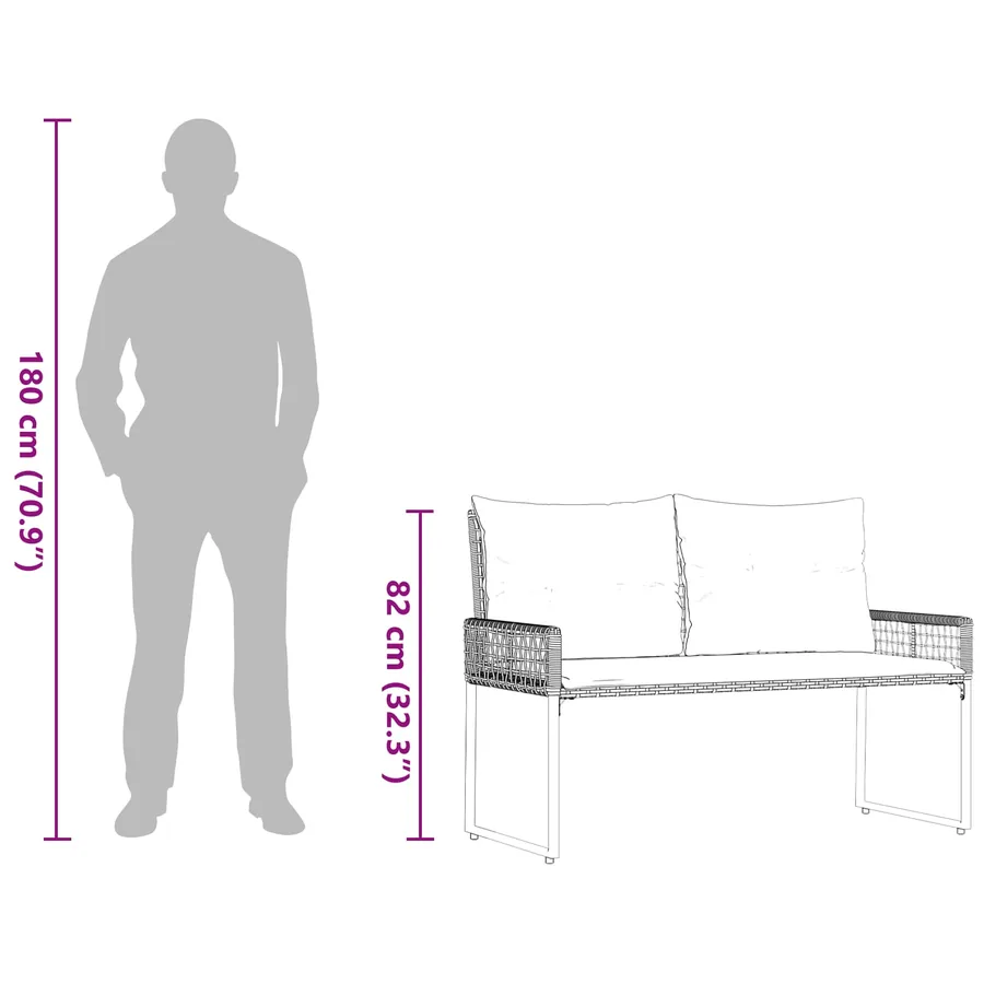 Banc extérieur avec coussin Gris et Marine 118 x 55 x 82 cm - 13