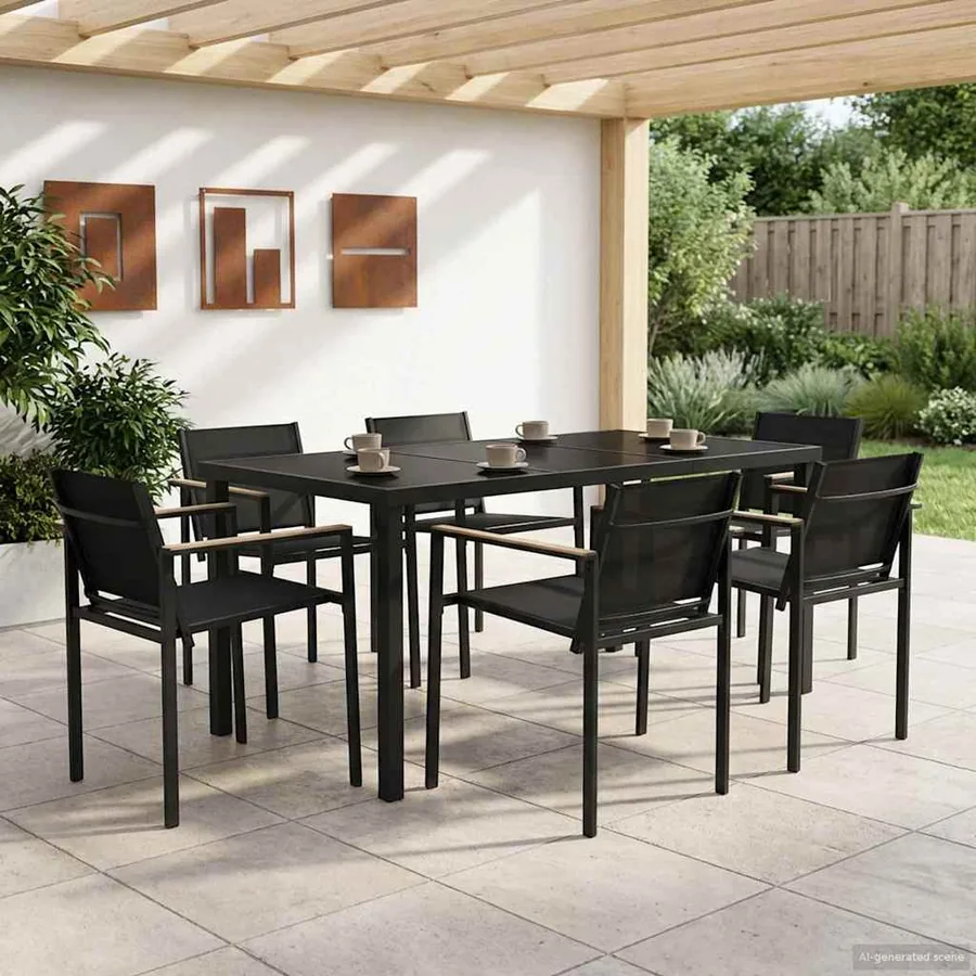 Ensemble de meubles d'extérieur 7 pcs Noir et anthracite