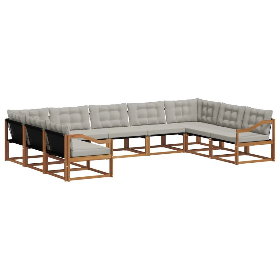 Ensemble de canapés d'extérieur 9 pcs Gris Naturel et Clair - 2