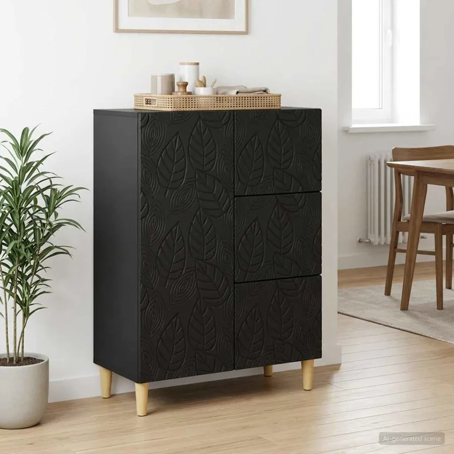 Buffet Noir 66 x 34,5 x 90 cm Bois d'ingénierie