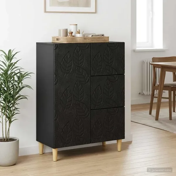 Buffet Noir 66 x 34,5 x 90 cm Bois d'ingénierie