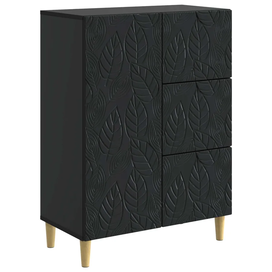 Buffet Noir 66 x 34,5 x 90 cm Bois d'ingénierie - 2