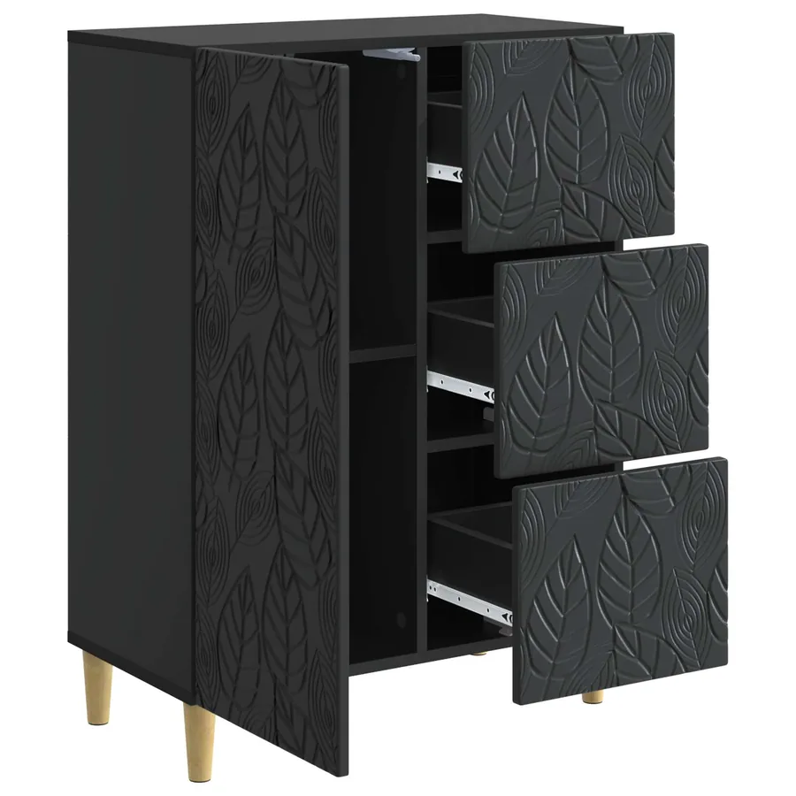 Buffet Noir 66 x 34,5 x 90 cm Bois d'ingénierie - 4