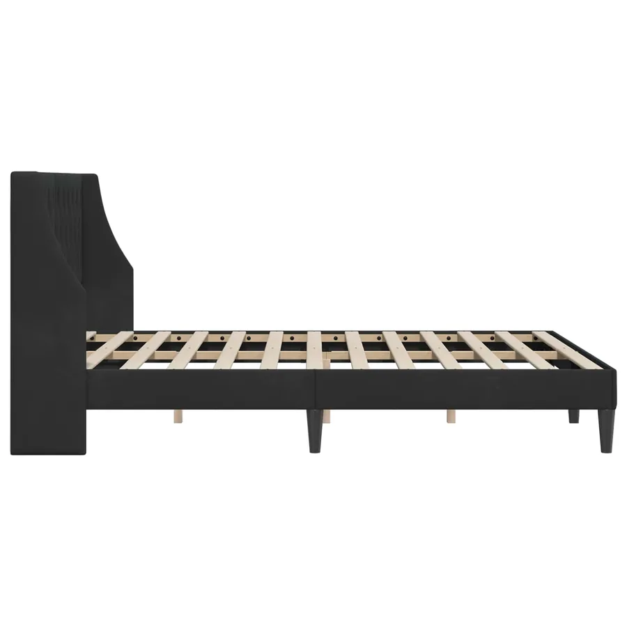 Cadre de lit avec tête de lit Noir 140 x 190 cm Velours - 5