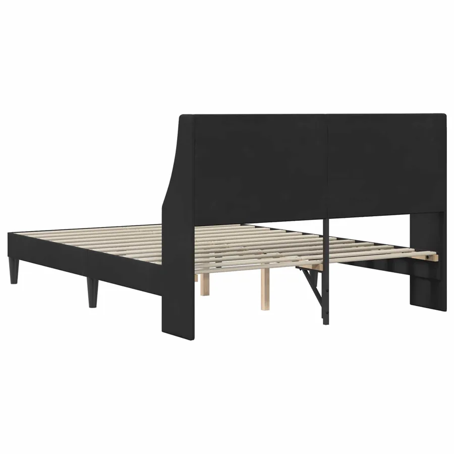 Cadre de lit avec tête de lit Noir 140 x 190 cm Velours - 6