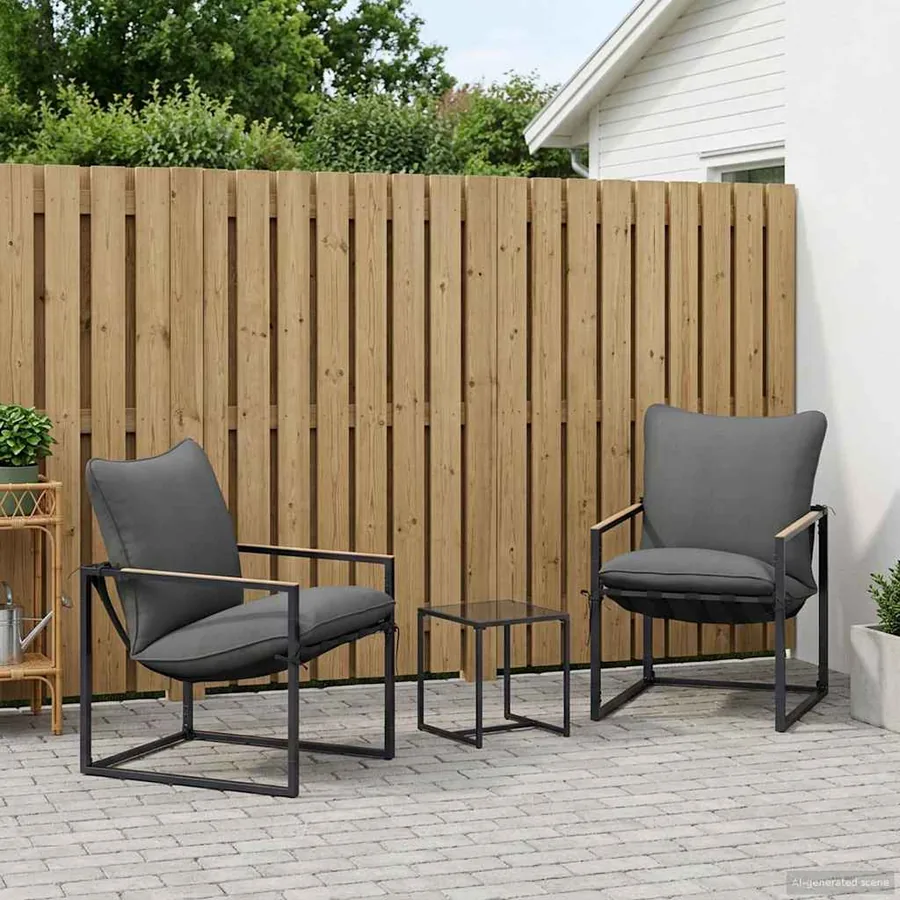 Ensemble de canapé de jardin 3 pcs Noir et anthracite Acier