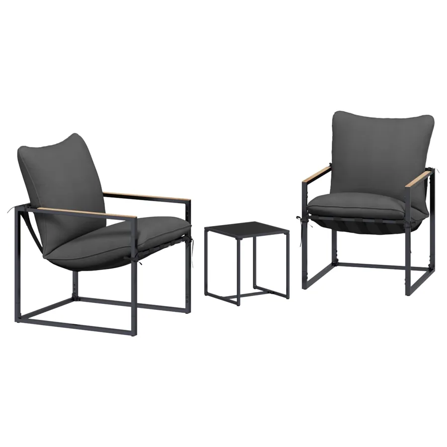 Ensemble de canapé de jardin 3 pcs Noir et anthracite Acier - 2