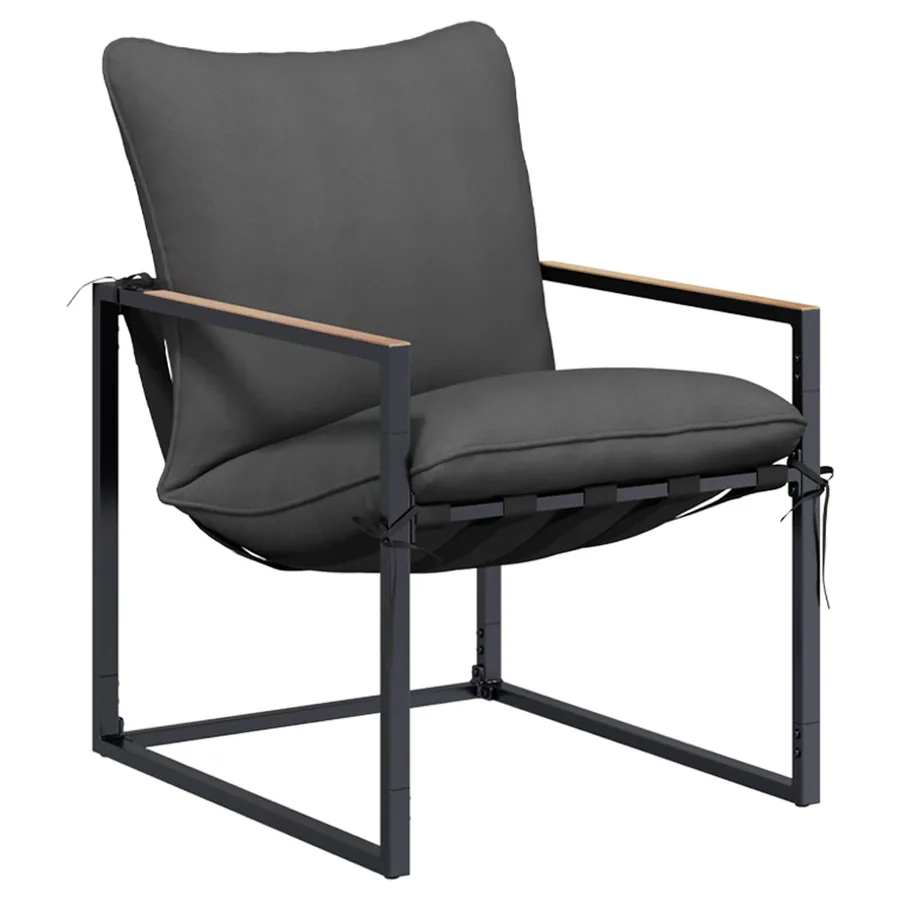 Ensemble de canapé de jardin 3 pcs Noir et anthracite Acier - 4