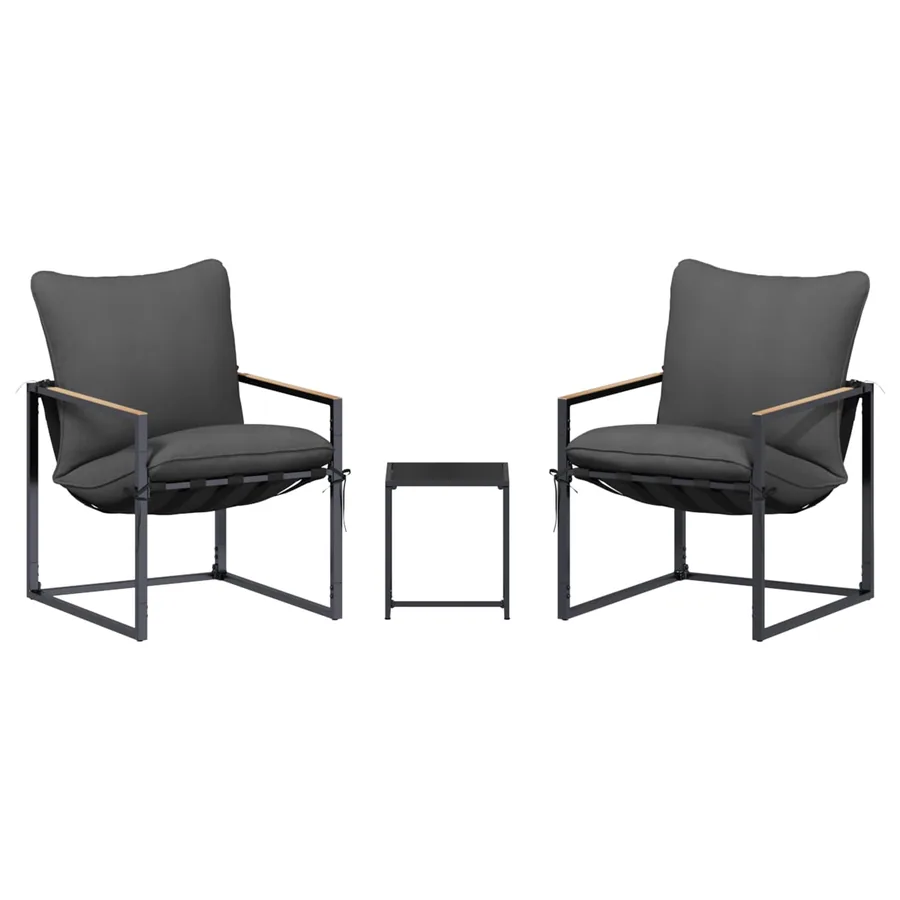 Ensemble de canapé de jardin 3 pcs Noir et anthracite Acier - 6
