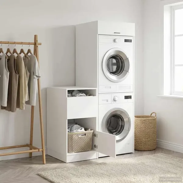 Ensemble de meubles de rangement pour la buanderie 2 pc Blanc