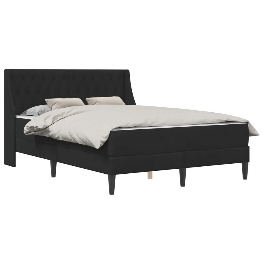 Cadre de lit avec matelas Noir 140 x 190 cm Velours - 2