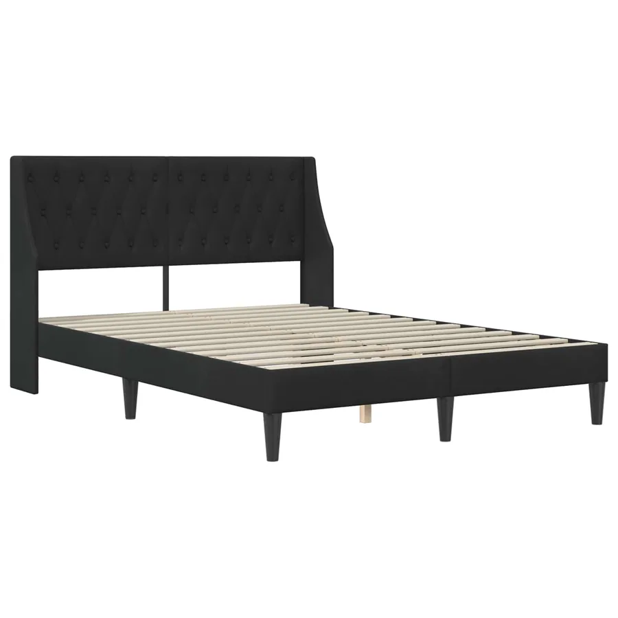 Cadre de lit avec matelas Noir 140 x 190 cm Velours - 4