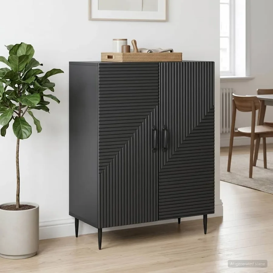 Buffet Noir 66 x 34,5 x 89,5 cm Bois d'ingénierie