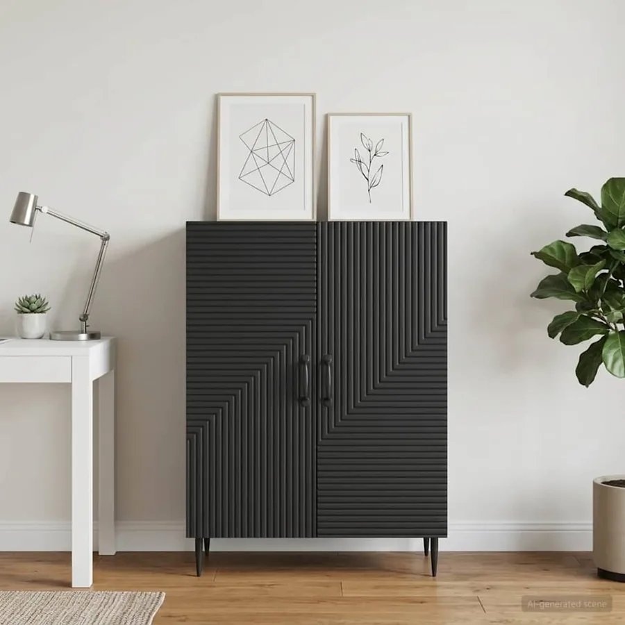 Buffet Noir 66 x 34,5 x 89,5 cm Bois d'ingénierie - 4