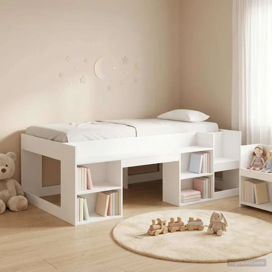 Cadre de lit pour enfants avec rangement Blanc 90 x 200 cm