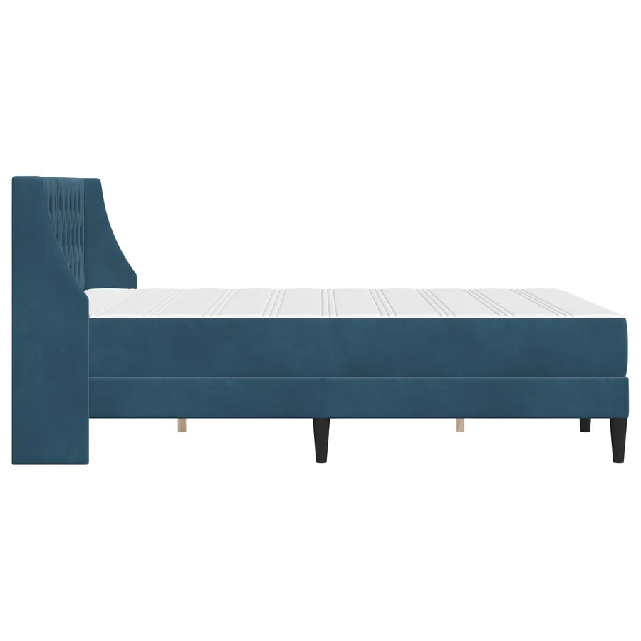 Cadre de lit avec matelas Bleu 140 x 190 cm Velours - 7