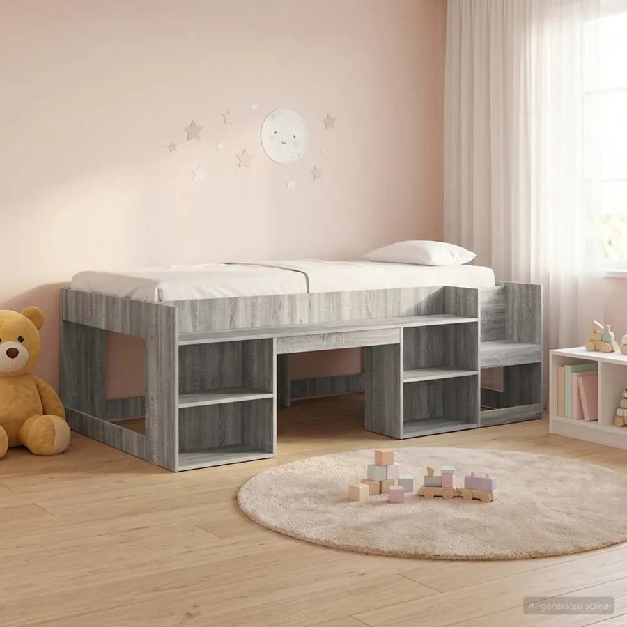 Cadre de lit pour enfants avec rangement Sonoma gris