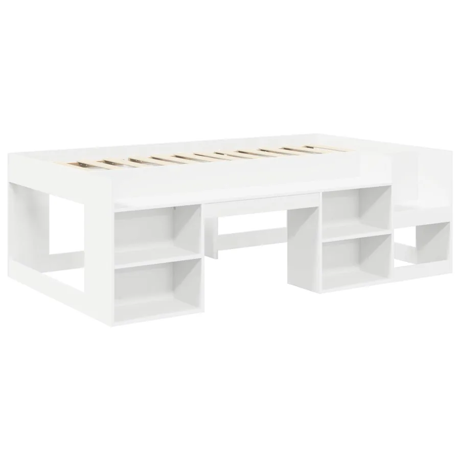 Lit haut pour enfants avec rangement 3 pc Blanc et bleu - 4