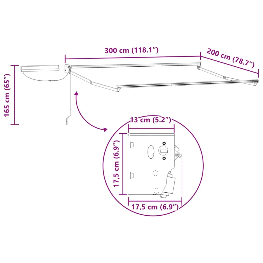 Cadre de store rétractable électrique Anthracite 3 x 2 m Acier - 8
