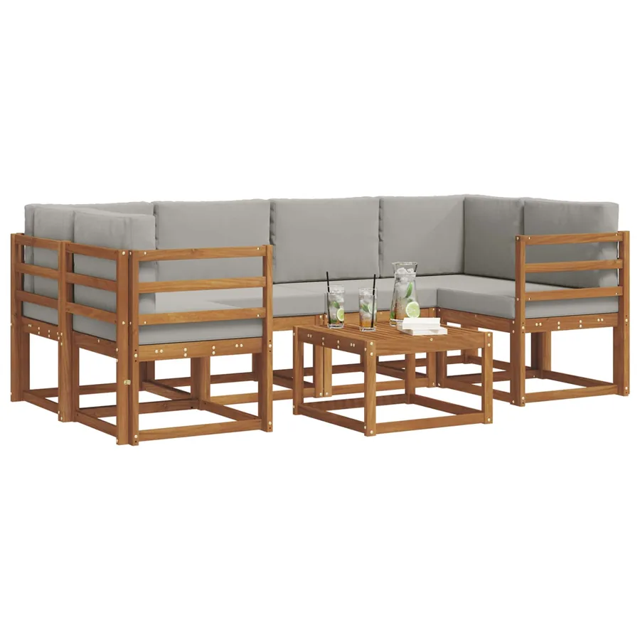 Ensemble de canapés d'extérieur 7 pcs Gris Naturel et Clair - 3